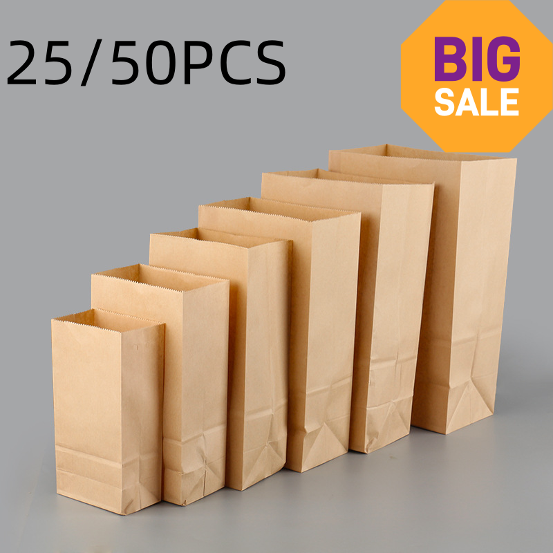 Zebra Food Storage - 25/50 ชิ้นถุงกระดาษคราฟท์สีน้ำตาลสวยงามรีไซเคิลได้ของขวัญอาหารเบเกอรี่บรรจุภัณฑ์ขนมเก็บขายส่ง
