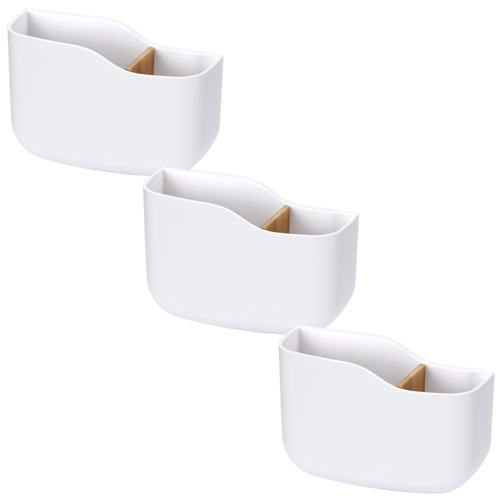 Food Storage Boxes - ชุด 3 ชิ้น ที่เก็บรีโมทคอนโทรลแบบติดผนัง กล่องจัดระเบียบแบบมีกาวในตัว ไม่ต้องเจาะ