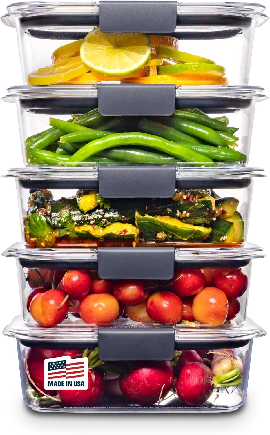 Food Storage Without Pantry - ชุดกล่องพลาสติกสำหรับเก็บอาหาร 5 ชิ้น ปลอดสาร BPA พร้อมฝาปิดสุญญากาศ