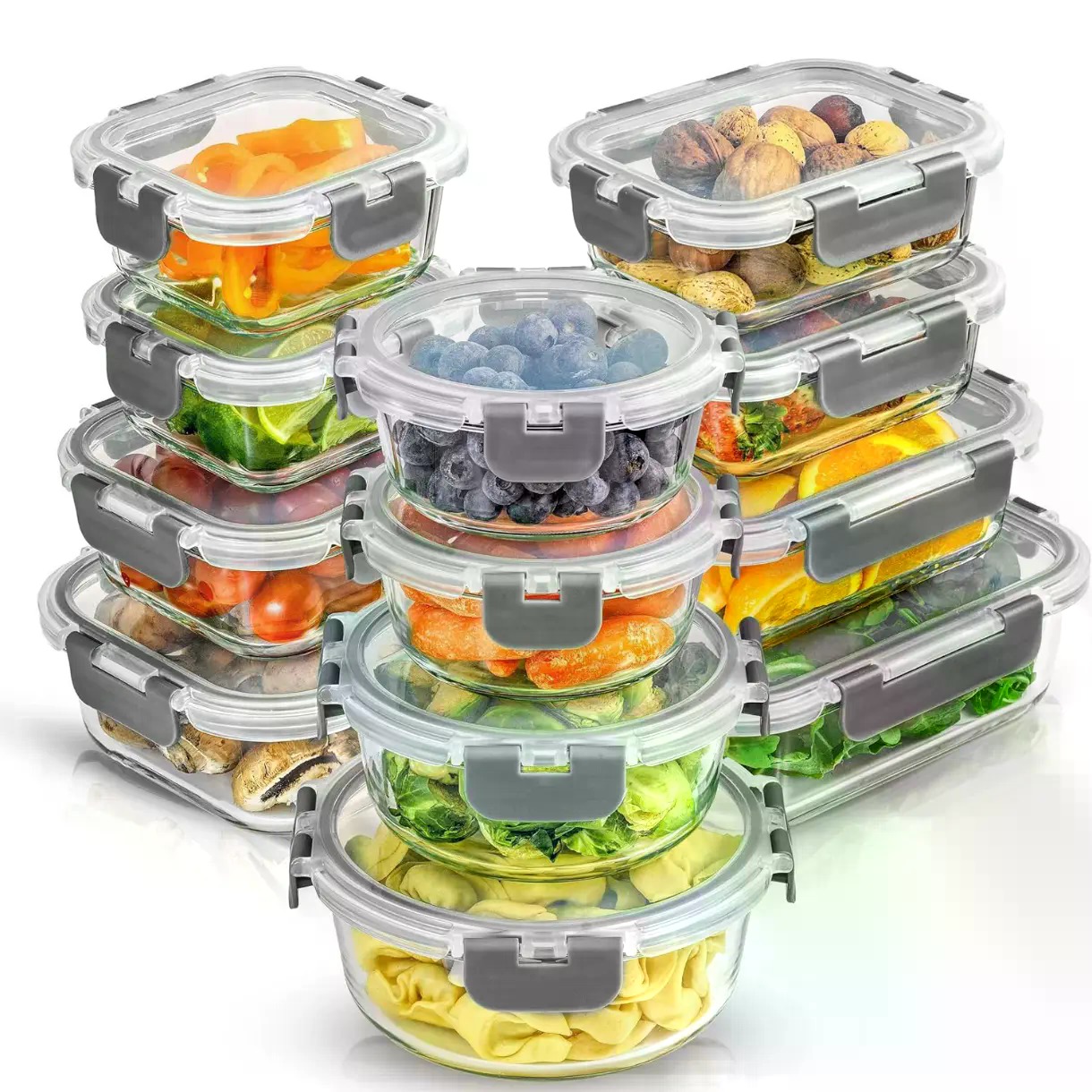 Food Storage Tupperware - ชุดภาชนะเก็บของแก้วบอโรซิลิเกต 24 ชิ้น พร้อมฝาปิด | 12