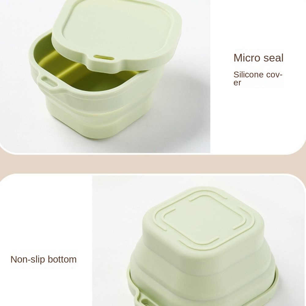 Food Storage Not Plastic - กล่องอาหารกลางวันพับได้ความจุขนาดใหญ่ 400 มล. ชามซิลิโคนพกพาสำหรับแคมป์ปิ้งพร้อมฝาปิด ฐานกันลื่น ภาชนะเก็บอาหารสำหรับการเดินทาง