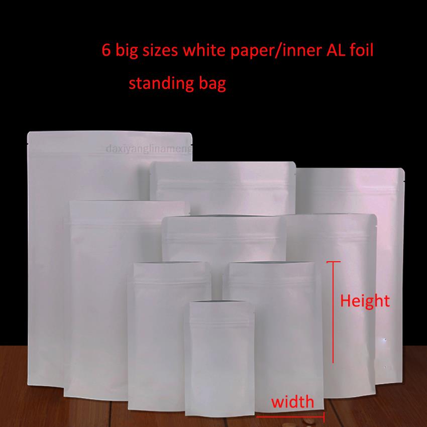 Zebra Food Storage - อีสเตอร์ 50/100pcs 13 ขนาดสีขาวกระดาษซิปล็อคกระเป๋าภายในฟอยล์เงิน Inlay เกรดอาหารบรรจุภัณฑ์ขายปลีก