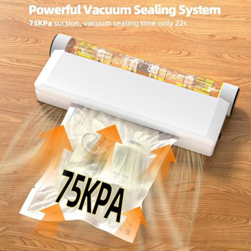 Food Storage Vacuum Sealer Machine - M10K เครื่องซีลสูญญากาศอาหาร, แรงดูด 75KPA พร้อมถุงซีลสูญญากาศ 20