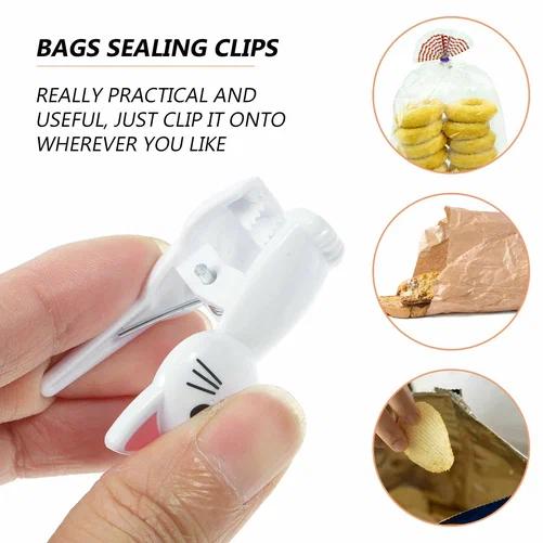 Food Storage Zip Lock Bags - คลิปหนีบถุงอาหารรูปแมว 8 ชิ้น คลิปหนีบผ้าพลาสติก คลิปหนีบถุงเท้า คลิปหนีบเอกสารสำหรับโต๊ะทำงาน