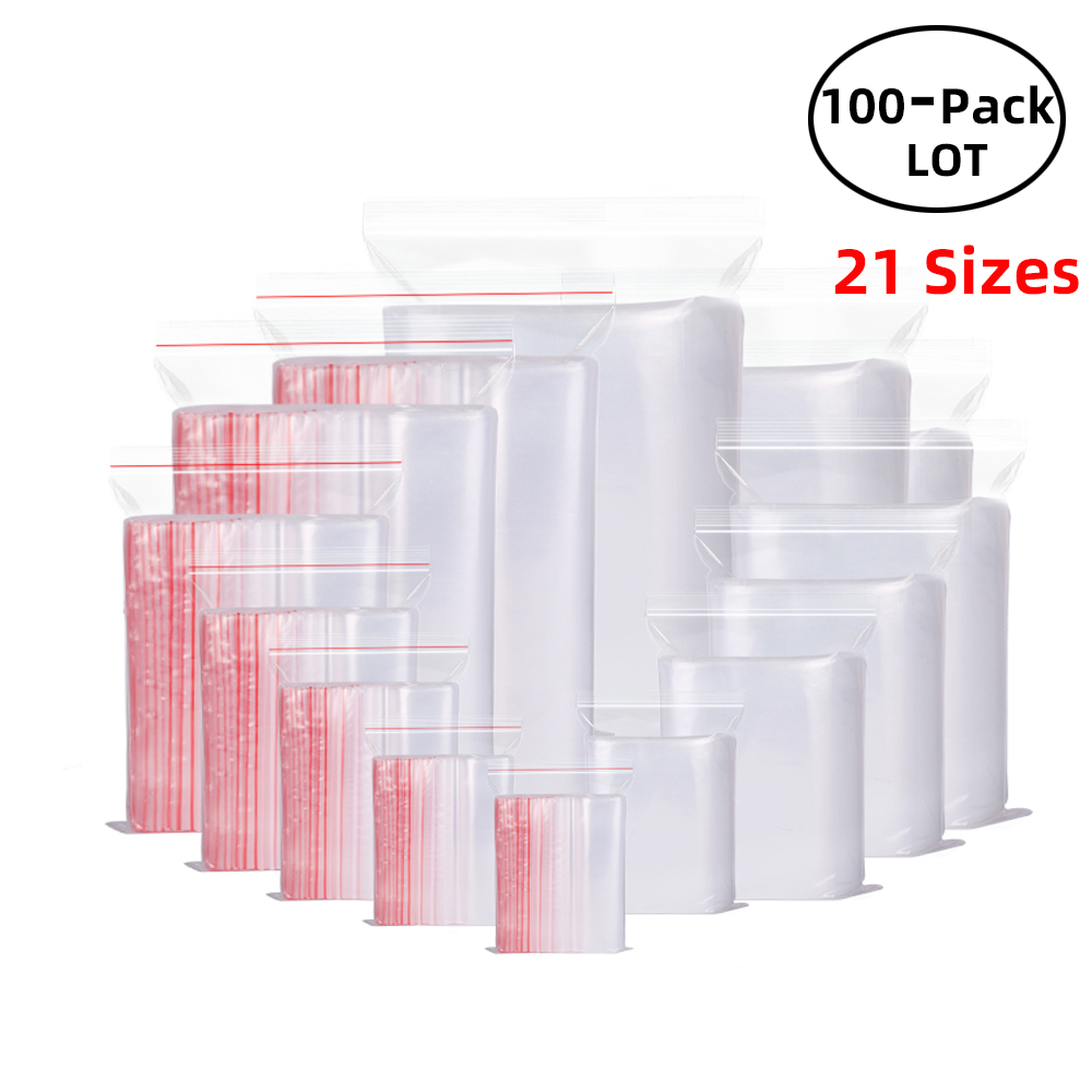 Food Storage Zip Lock Bags - 100 ชิ้น/แพ็ค Resealable ซิปล็อคถุง Self Seal