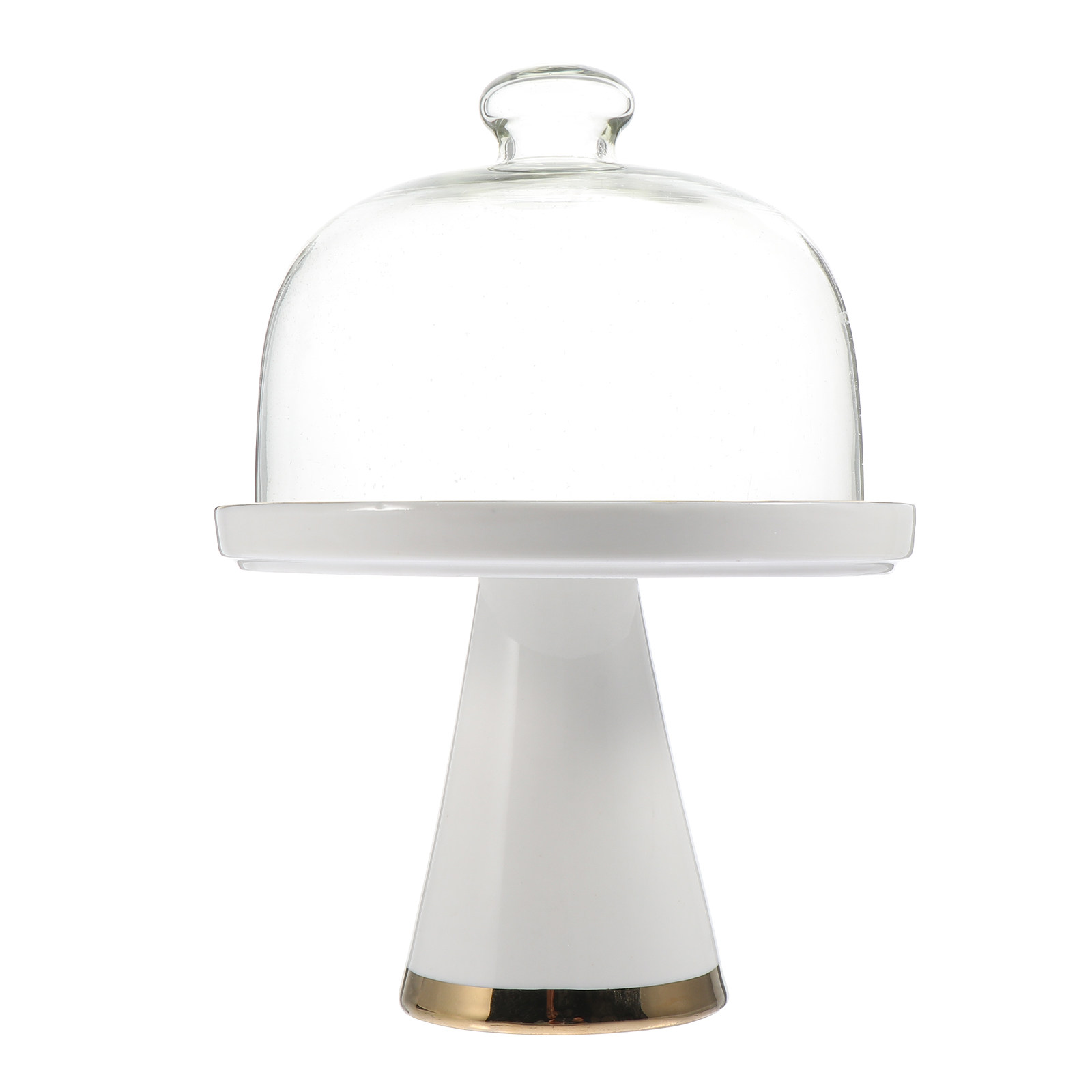 Food Storage Glass - ชุดถาดเสิร์ฟอาหารเซรามิกพร้อมฝาปิดกระจกนิรภัย จานเสิร์ฟเค้กและของหวาน ถาดเก็บขนมกันฝุ่น
