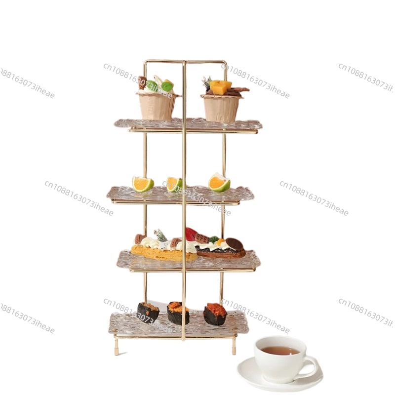 Food Storage Glass - ถาดขนมหลายชั้น แก้วใส สไตล์ยุโรป จานผลไม้ ของตกแต่งโต๊ะน้ำชาแบบยุโรป ภาชนะเก็บของ