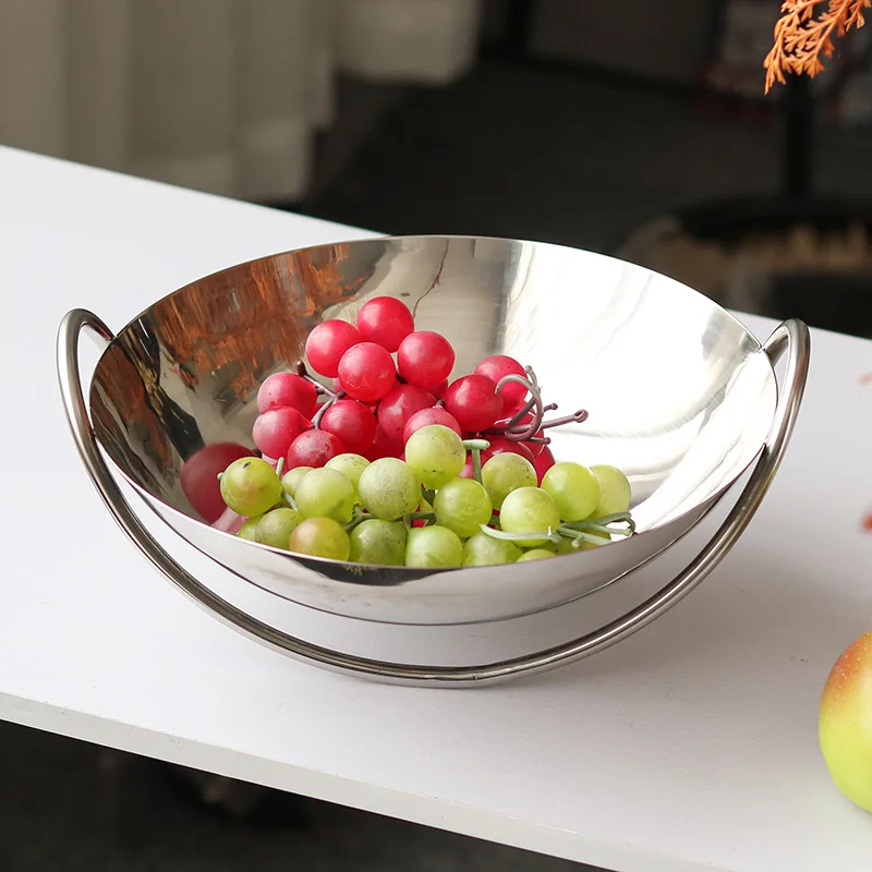 Food Storage For Room - ถาดจัดเก็บของตกแต่งสไตล์หรูหรา ทำจากสแตนเลสสตีล, ถาดใส่ผลไม้, ชามขนาดใหญ่, ชุดเครื่องใช้บนโต๊ะอาหาร, ของตกแต่งสำหรับโต๊ะในห้องนั่งเล่น