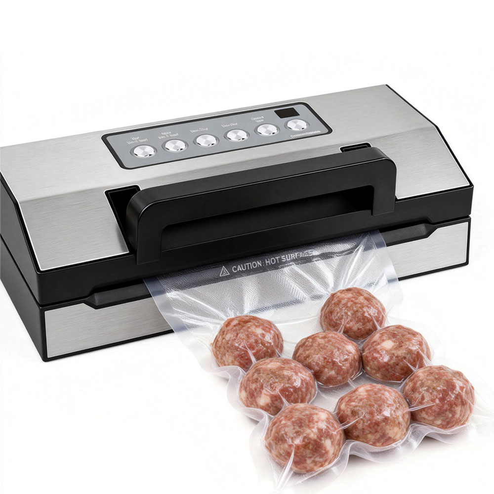 Food Storage Vacuum Sealer Machine - เครื่องซีลสูญญากาศ -95kPa พร้อมดีไซน์จับถนัดมือ มีที่ตัดในตัว และที่เก็บถุงซีลสูญญากาศ เครื่องซีลอาหารแบบสูญญากาศ