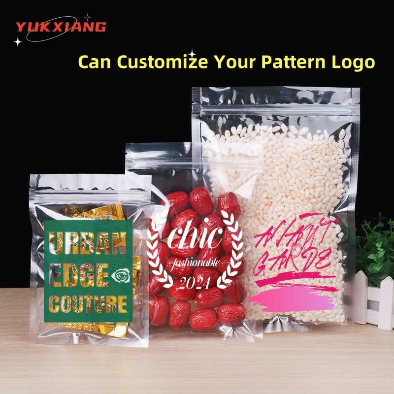 Zebra Food Storage - ถุงใสแบบตั้งได้ 50 ชิ้น ถุงพลาสติกใสสำหรับใส่ถั่ว ขนม ชา