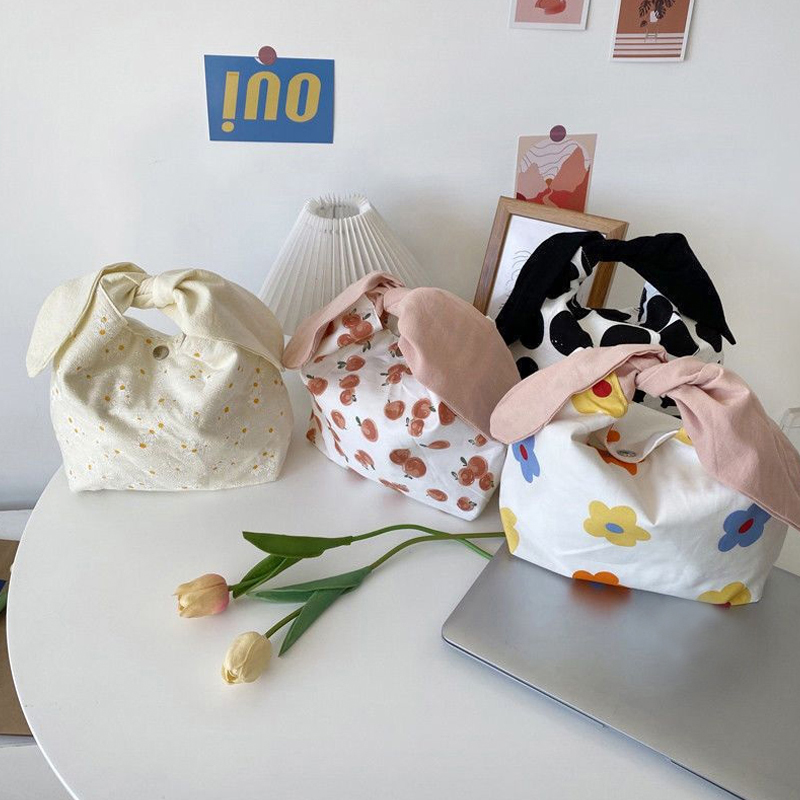 Food Storage Not Plastic - กระเป๋าใส่อาหารกลางวันผ้าฝ้าย 1 ชิ้น กระเป๋าเบนโตะ กระเป๋าปิกนิกน่ารัก เป็นมิตรกับสิ่งแวดล้อม