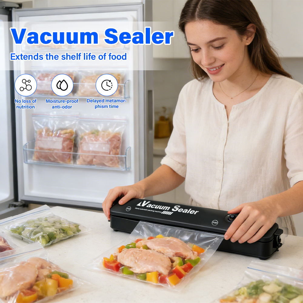 Food Storage Vacuum Sealer Machine - เครื่องซีลสูญญากาศแบบพกพาสำหรับอาหาร พร้อมตัวเลือกปลั๊ก EU/US เครื่องบรรจุภัณฑ์อัตโนมัติสำหรับการเก็บรักษาและจัดเก็บอาหาร