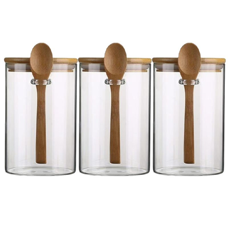 Food Storage Glass - J1UL1N โหลแก้วใสสำหรับเก็บของ โหลแก้วทรงกลมพร้อมฝาปิด สำหรับเก็บข้าวโอ๊ต กาแฟ เครื่องเทศ