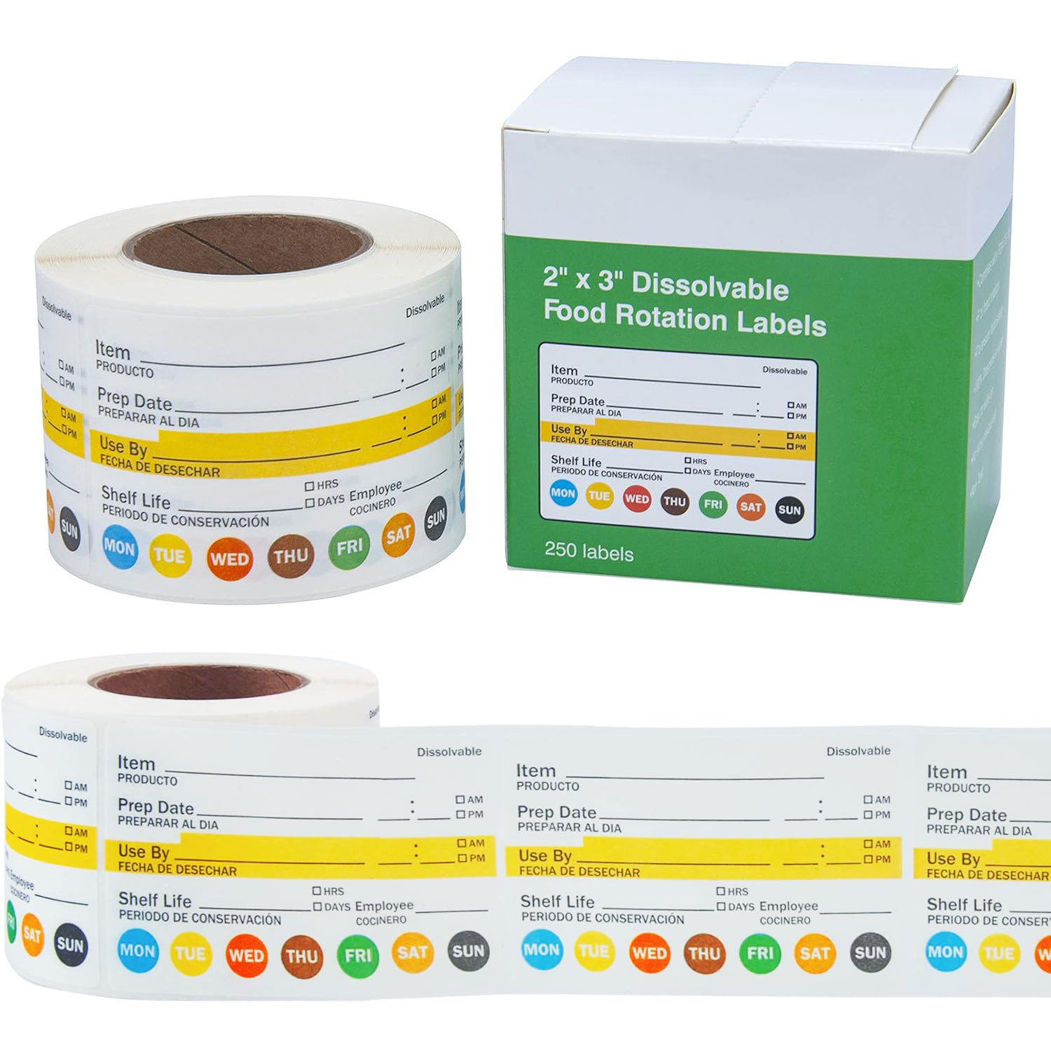 250 ชิ้น/ม้วน ป้ายวันที่อาหาร  - Food Storage Label บทวิจารณ์และราคา
