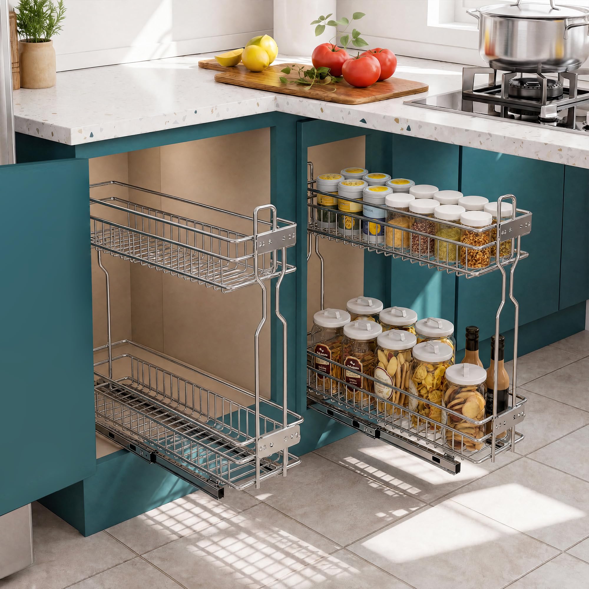 ชั้นจัดระเบียบแบบสองชั้น ดึงออ - Food Storage Without Pantry บทวิจารณ์และราคา