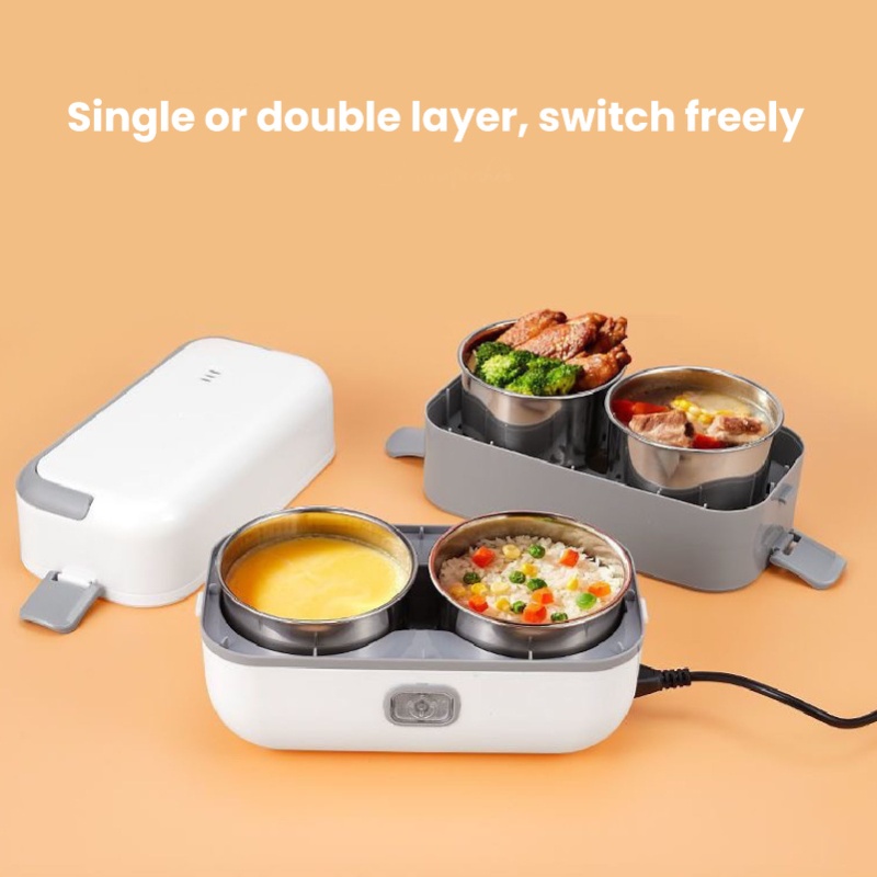 กล่องข้าวไฟฟ้าแบบพกพาสองชั้น ส - Portable Food Warmer บทวิจารณ์และราคา