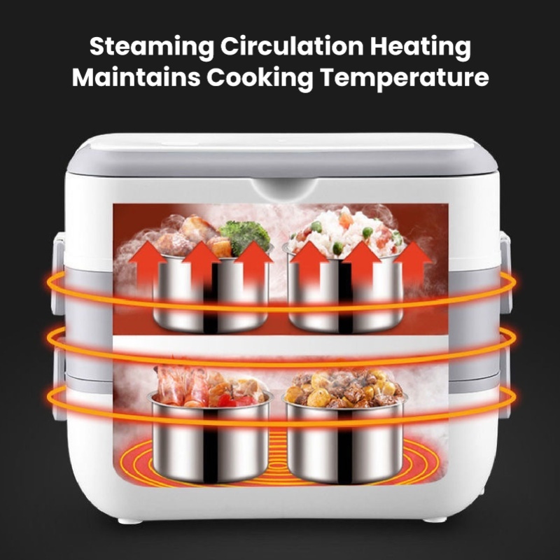 กล่องข้าวไฟฟ้าแบบพกพาสองชั้น ส - Portable Food Warmer บทวิจารณ์และราคา
