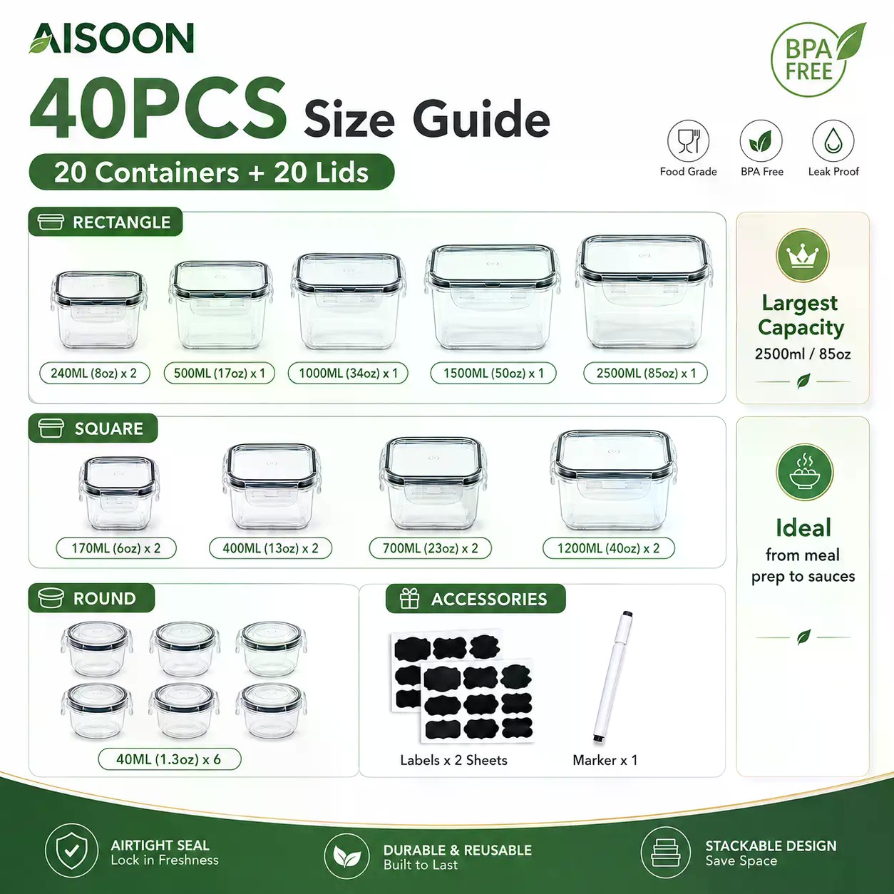 ชุดภาชนะเก็บอาหารซิลิโคนขนาดให - Food Storage Label บทวิจารณ์และราคา