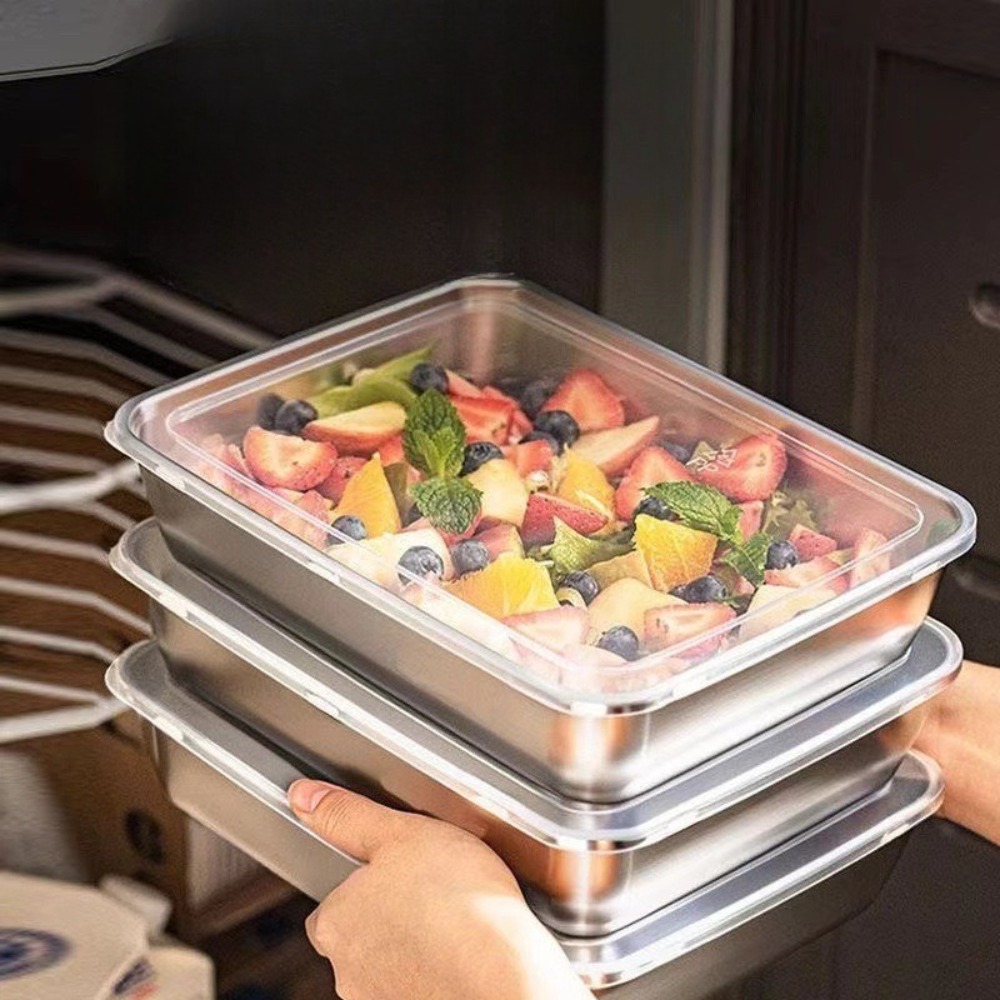 ถาดเสิร์ฟสแตนเลสเกรดอาหารพร้อม - Food Storage For Room บทวิจารณ์และราคา