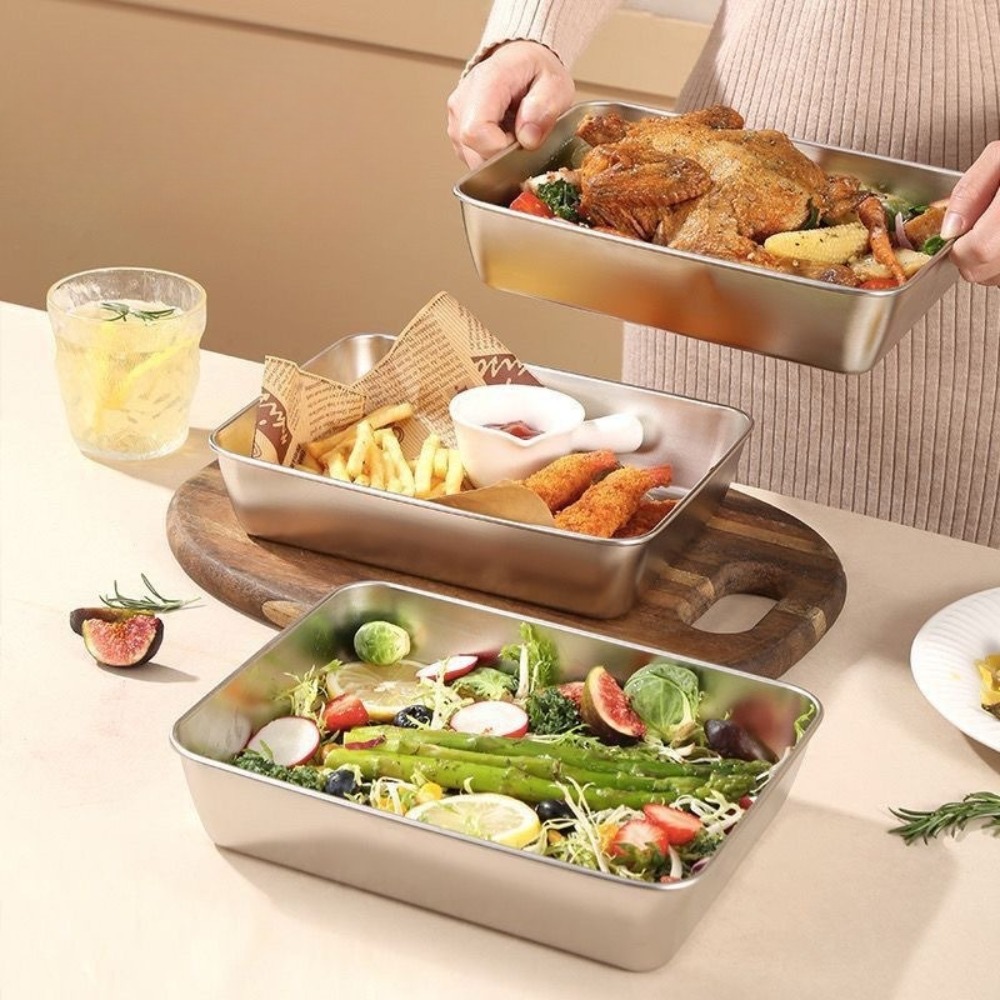 ถาดเสิร์ฟสแตนเลสเกรดอาหารพร้อม - Food Storage For Room บทวิจารณ์และราคา