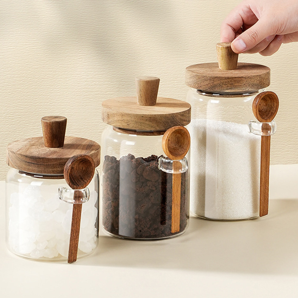 โถเก็บอาหารแก้วใสพร้อมฝาไม้ปิด - Food Storage Glass บทวิจารณ์และราคา