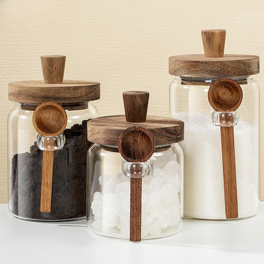 โถเก็บอาหารแก้วใสพร้อมฝาไม้ปิด - Food Storage Glass บทวิจารณ์และราคา
