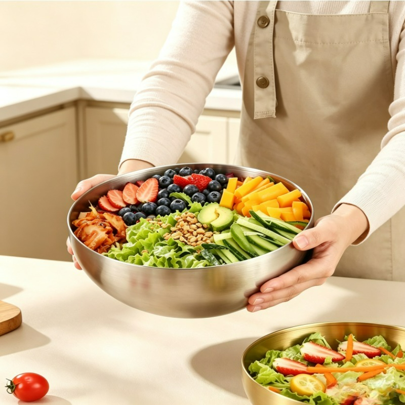 ชามผสมสแตนเลส ชามสลัดโลหะ ภาชน - Food Storage Eco Friendly บทวิจารณ์และราคา